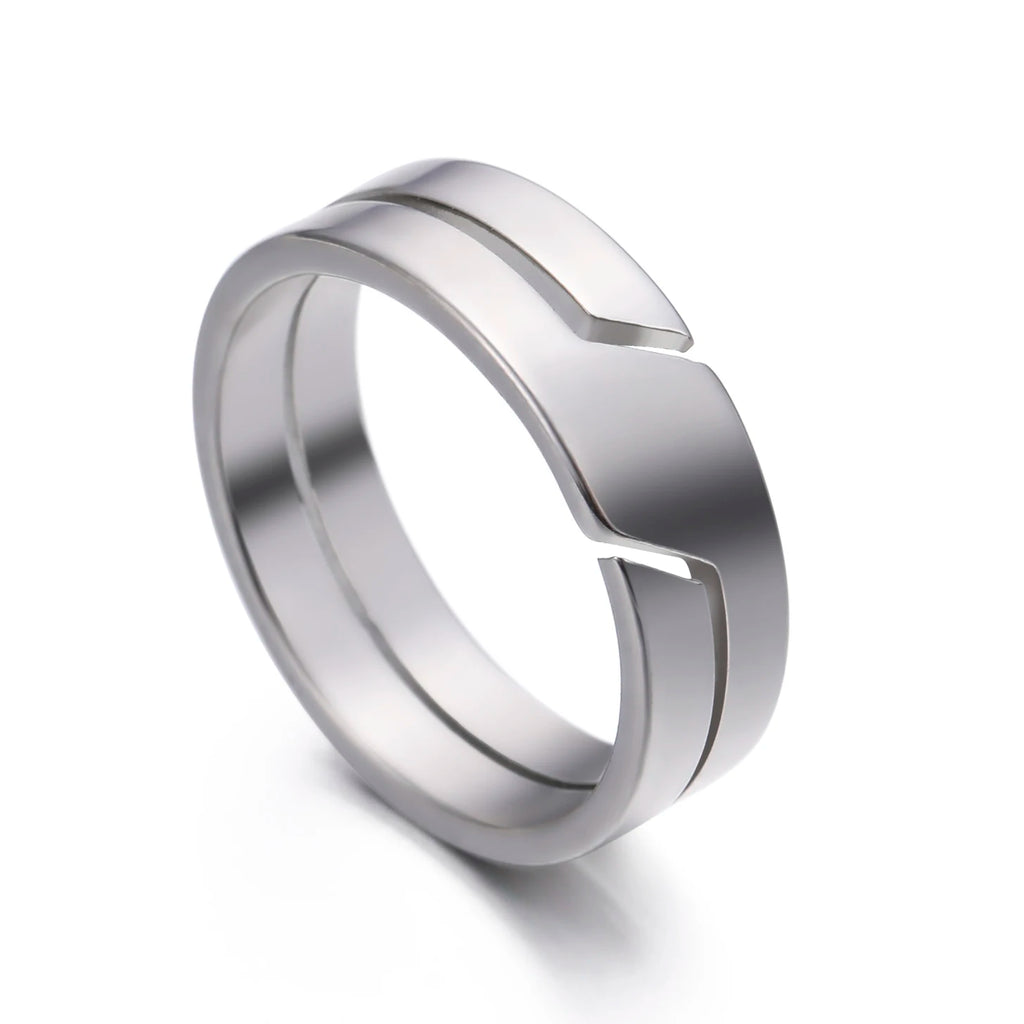 Steel Color Main Stone Color Stainless Steel Minimalist Band Ring for Couples
