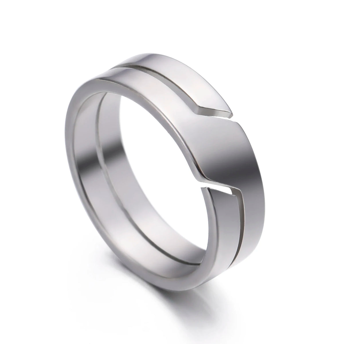 Steel Color Main Stone Color Stainless Steel Minimalist Band Ring for Couples