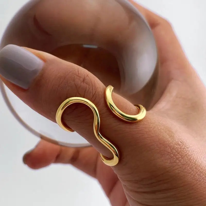 Stainless Steel Open Ring 18K Gold Plated For Women