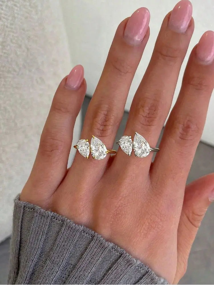 925 Sterling Silver Teardrop CZ Wedding Band for Women