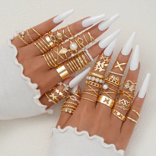 Vintage Heart Snake Butterfly Ring Set for Women