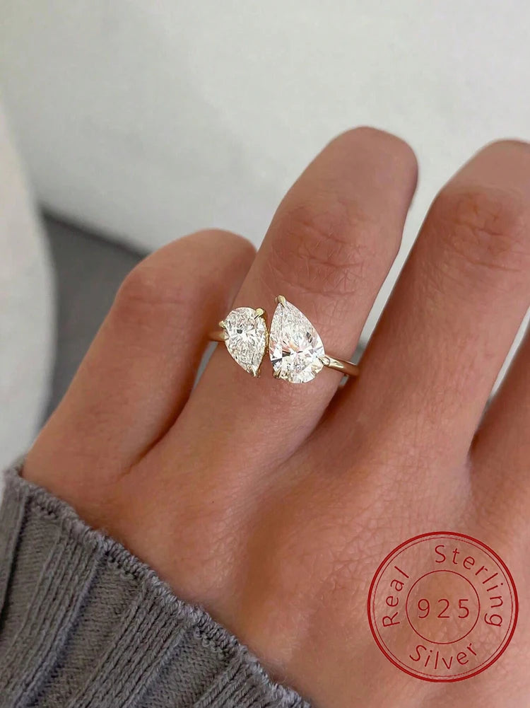925 Sterling Silver Teardrop CZ Wedding Band for Women