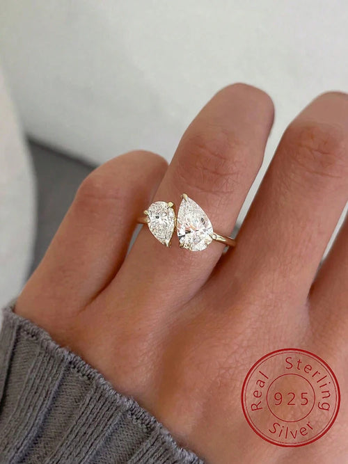 925 Sterling Silver Teardrop CZ Wedding Band for Women