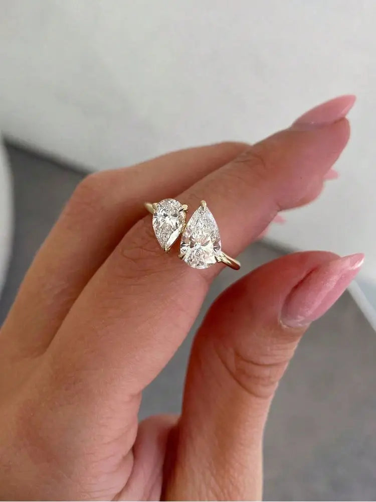 925 Sterling Silver Teardrop CZ Wedding Band for Women
