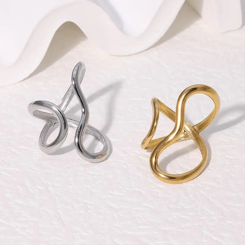 Stainless Steel Open Ring 18K Gold Plated For Women