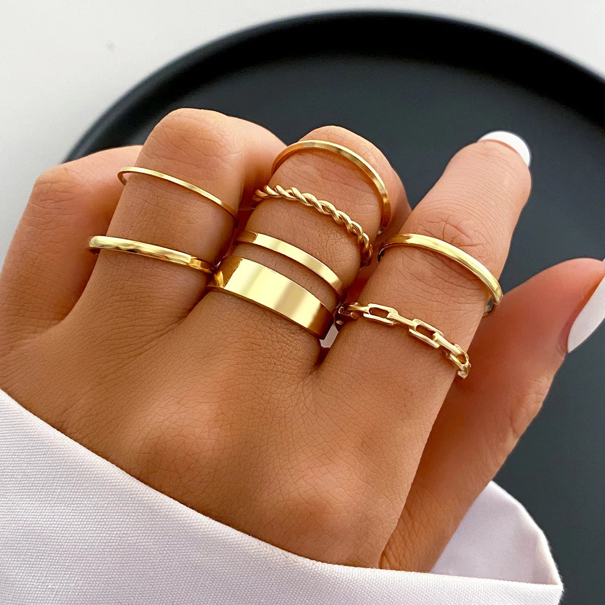 AYA5202001 Main Stone Color Vintage Heart Snake Butterfly Ring Set for Women