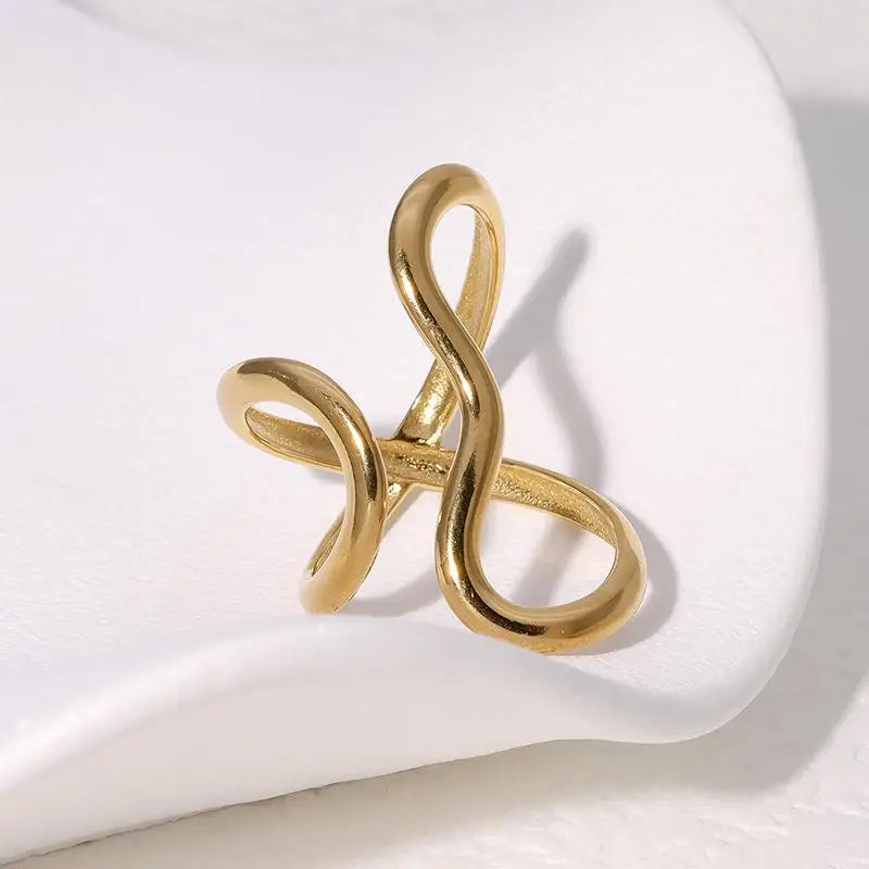 Stainless Steel Open Ring 18K Gold Plated For Women
