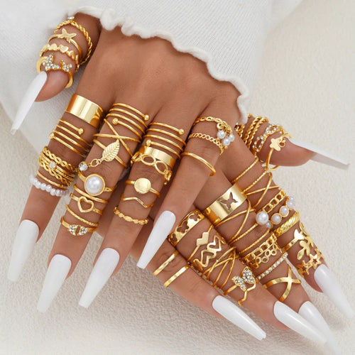 Vintage Heart Snake Butterfly Ring Set for Women
