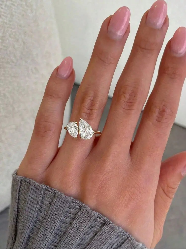 925 Sterling Silver Teardrop CZ Wedding Band for Women