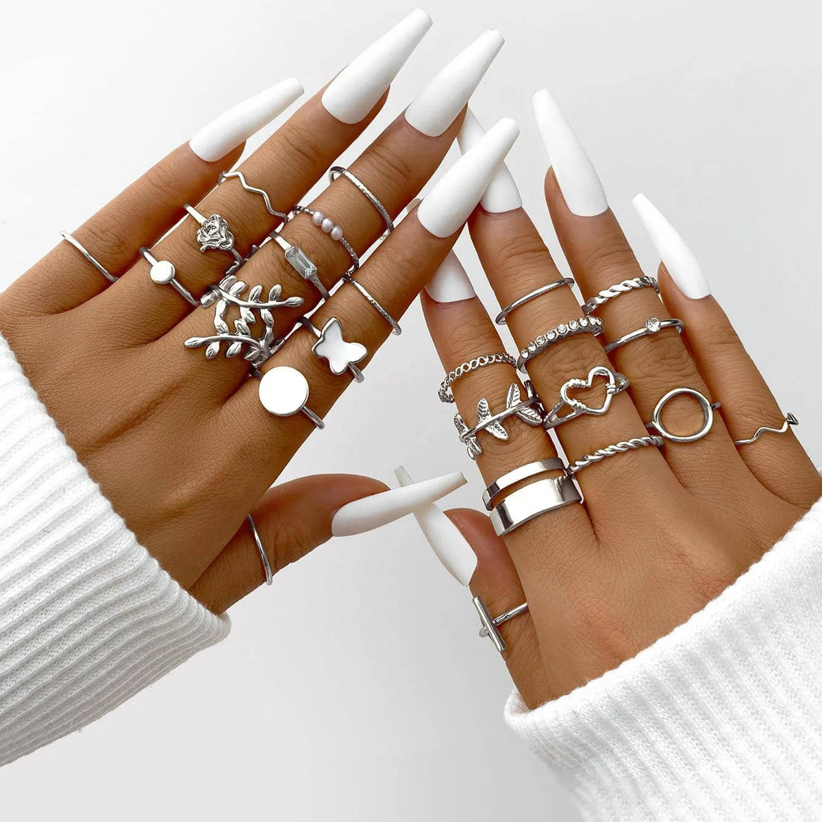 AYA5645402HB Main Stone Color Vintage Heart Snake Butterfly Ring Set for Women