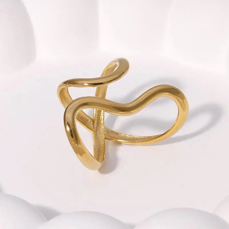 Stainless Steel Open Ring 18K Gold Plated For Women
